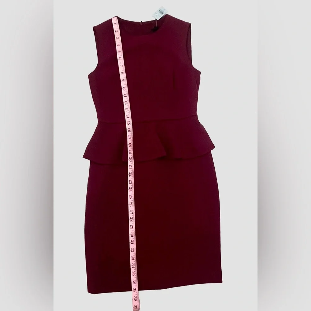 NWT Ann Taylor Doubleweave Peplum Wine Plum Sheath Dress 0 Petite - Picture 12 of 13